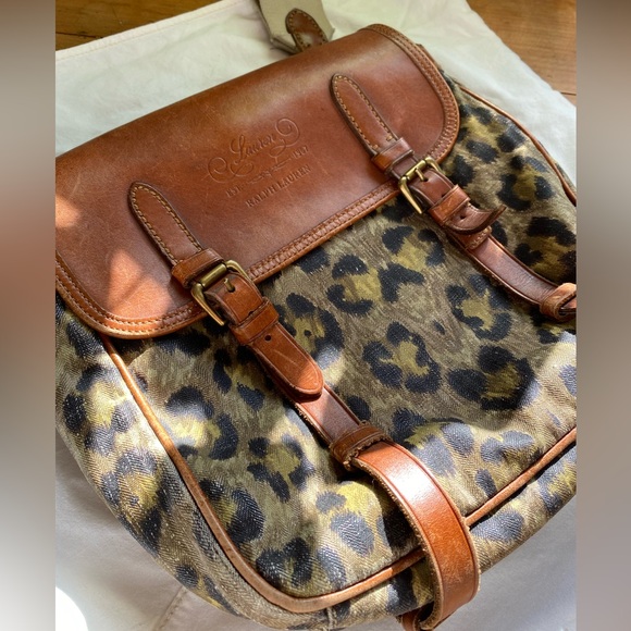 Vintage Leopard Print Ralph Lauren Messenger Bag - Picture 1 of 8